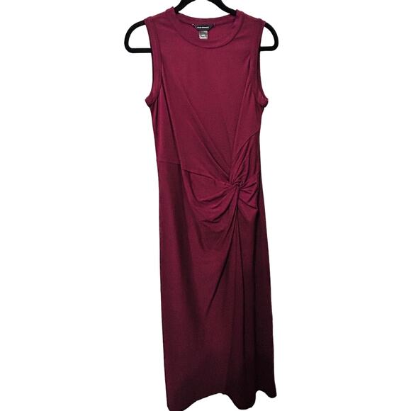 NEW Club Monaco Twist Front Jersey Midi Dress Feminine Career Capsule Plum Sz Md - Picture 4 of 11